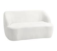 HOMCOM Canapé 2 Places rembourré 142 cm avec accoudoirs Blanc crème | Canapé nuage, design incurvé, canapé double moderne aspect feutre, divan lounge sans cadre pour salon