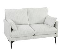 HOMCOM Canapé 2 places rembourré en lin respirant avec fils multicolores délicats, canapé de salon avec rembourrage épais, assise large profonde, 2 coussins, accoudoirs, 131 x 78 x 83 cm, blanc