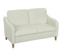 HOMCOM Canapé 2 Places rembourré en Sherpa Respirant avec 2 Coussins Amovibles et lavables, Pieds en Bois d'eucalyptus, canapé Peu encombrant avec accoudoirs pour Salon, Salle de séjour, 137x69x82