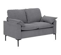 HOMCOM Canapé 2 places tapissé en velours avec pieds en métal, accoudoirs rembourrés, pour salon, chambre, bureau, salon, 130 x 77 x 84 cm, gris
