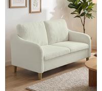 HOMCOM Canapé 2 Places Tissu Bouclette 137 cm Assise rembourrée et Structure en Bois Massif, pour Chambre, Appartement, Petit Espace, Crème