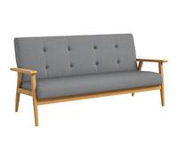 HOMCOM Canapé 3 Places 154,5, canapé scandinave avec Dossier capitonné, Assise rembourrée et accoudoirs, Pieds en Bois d'hévéa, pour Salon, Chambre, Petit Espace, Gris