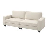 HOMCOM Canapé 3 places avec revêtement en corduroy, canapé de salon avec noyau de ressorts, jusqu'à 400 kg, 227 x 84 x 87 cm, Crème