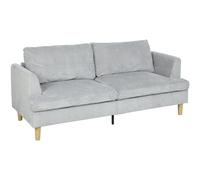HOMCOM Canapé 3 places, canapé avec accoudoirs rembourré en tissu côtelé pour salon Gris clair