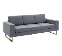 HOMCOM Canapé 3 Places Canapé de Salon Moderne 6 Coussins Accoudoirs Pieds en Métal Tissu de Chanvre 200 x 82 x 78 cm Gris Foncé