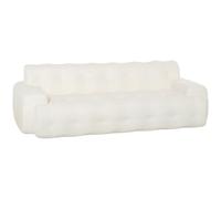 HOMCOM Canapé 3 Places en Chenille 211cm Entièrement Compressé sans Montage | Canapé Salon Capitonné, Assise Profonde, Accoudoirs Larges, Rembourrage Épais, Style Moderne, pour Chambre, Bureau, Crème