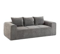 HOMCOM Canapé 3 Places en Chenille 220 cm Assise et Accoudoirs Larges Gris | Canapé Salon, 3 Coussins, Rembourrage Épais, Style Moderne, Entièrement Compressé Sans Montage, pour Chambre, Bureau