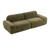HOMCOM Canapé 3 Places en Chenille 244 cm, Canapé Salon Moderne, Assise et Accoudoirs Larges, Ressorts Ensachés, Vert Foncé