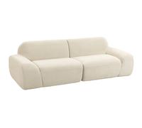 HOMCOM Canapé 3 Places en Chenille 244 cm, Canapé Salon Moderne, Assise et Accoudoirs Larges, Ressorts Ensachés, Crème