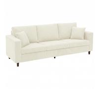 HOMCOM Canapé 3 Places en Velours Côtelé Moderne 225 cm Assise Large Crème | Canapé de Salon, Coussin à Ressorts, Accoudoirs Larges, Pieds en Bois d'Hévéa, pour Chambre, Appartement, Petit Espace
