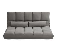 HOMCOM Canapé bas 2 en 1 avec dossier inclinable sur 7 niveaux et coussins, 130x73x60 cm, Gris charbon