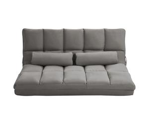 HOMCOM Canapé bas 2 en 1 avec dossier inclinable sur 7 niveaux et coussins, 130x73x60 cm, Gris charbon