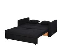 HOMCOM Canapé Convertible 2 Places 2 en 1 avec Coffre Intégré Gris Foncé | 2 Coussins Inclus, Canapé-Lit en Coton, pour Petit Espace, Salon ou Chambre d'Amis