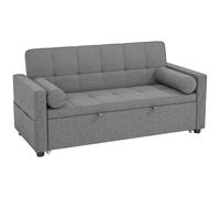 HOMCOM Canapé convertible 2 places 3 en 1 canapé-lit avec lit gigogne double dossier réglable 2 coussins 151x137,5x84cm gris