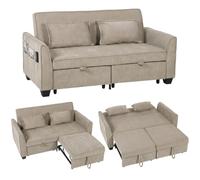 HOMCOM Canapé Convertible 2 Places 4 en 1 167cm Dossier Réglable Marron | Canapé-Lit d'Angle en Chenille, Assise Large, 2 Oreillers, Poches Latérales, Style Moderne, pour Salon, Petit Espace