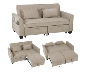 HOMCOM Canapé Convertible 2 Places 4 en 1 167cm Dossier Réglable Marron | Canapé-Lit d'Angle en Chenille, Assise Large, 2 Oreillers, Poches Latérales, Style Moderne, pour Salon, Petit Espace