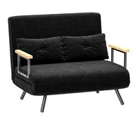 HOMCOM Canapé convertible 2 places 4 en 1, canapé-lit avec dossier réglable sur 5 niveaux, 2 coussins, 102 x 73 x 81 cm, noir