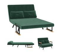 HOMCOM Canapé convertible 2 places 4 en 1, canapé-lit avec dossier réglable sur 5 niveaux, 2 coussins, 102 x 73 x 81 cm, vert