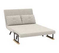 HOMCOM Canapé convertible 2 places avec dossier réglable à 5 niveaux et 2 coussins rembourrés, revêtement effet velours, beige