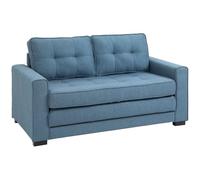 HOMCOM Canapé Convertible 2 Places canapé-lit avec Dossier capitonné, Coussins et Matelas Pliable au Sol, canapé en Tissu Effet Lin pour Salon, Chambre d'amis, 147,5 x 75 x 85 cm, Bleu