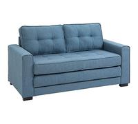 HOMCOM Canapé Convertible 2 Places canapé-lit avec Dossier capitonné, Coussins et Matelas Pliable au Sol, canapé en Tissu Effet Lin pour Salon, Chambre d'amis, 147,5 x 75 x 85 cm, Bleu