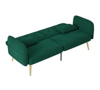 HOMCOM Canapé Convertible 2 Places Canapé-Lit Clic-Clac Velours Vert Foncé | Dossier Réglable, Coussins, pour Salon, Chambre d'Amis
