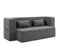 HOMCOM Canapé convertible 2 places, canapé-lit en chenille, assise et accoudoirs larges 2 coussins, entièrement compressé, gris