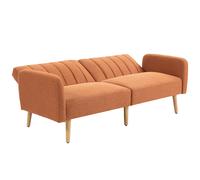 HOMCOM Canapé Convertible 2 Places Design scandinave Dossier inclinable 3 Positions Pieds Bois Tissu Aspect Lin marron