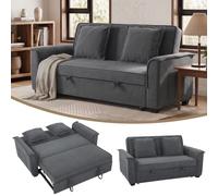 HOMCOM Canapé Convertible 2 Places Dossier Réglable Chenille 168cm Gris | Canapé-lit Clic-Clac, Ressorts Ensachés, Poche Latérale, 2 Coussins, Style Moderne, Salon Chambre d'Amis Petit Espace
