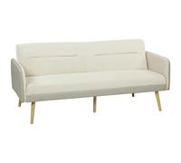 HOMCOM Canapé convertible 3 places 3 en 1, canapé-lit clic-clac, dossier réglable, assise rembourrée, 185 x 84 x 83 cm, beige