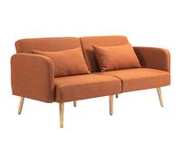 HOMCOM Canapé convertible 3 places design clic clac dossier inclinable et accoudoirs réglables tissu effet lin marron