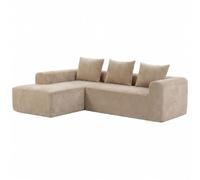 HOMCOM Canapé d’Angle en L avec méridienne 242 cm, Chenille Style Nuage, Assise Large et Profonde, Larges accoudoirs, Rembourrage épais, Ressorts ensachés, Mousse Haute densité, Beige