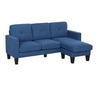 HOMCOM Canapé d'angle 3 Places méridienne réversible Droite ou Gauche, Salon, Grand Confort, Dossier capitonné, Bleu