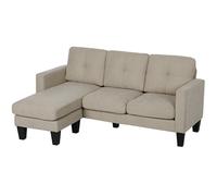 HOMCOM Canapé d'angle 3 Places méridienne réversible droite ou gauche, salon, grand confort, dossier capitonné, beige