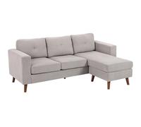 HOMCOM Canapé d'angle 3 places méridienne réversible Velours côtelé Gris clair