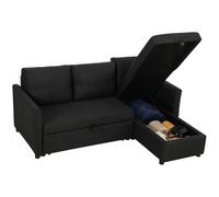 Canapé d'angle convertible - HOMCOM - 3 places - méridienne réversible - tissu aspect lin - 192x148x86cm - gris anthracite