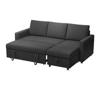 HOMCOM Canapé d'angle convertible modulable avec méridienne réversible, coffre de rangement et 3 coussins de dossier, noir