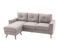 HOMCOM Canapé d'angle en tissu de lin 193 cm forme L design scandinave pour salon appartement petit espace gris clair