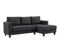 HOMCOM Canapé d'angle en velours côtelé 3 places avec méridienne et coussin à ressorts épais, largeur 214 cm, gris foncé