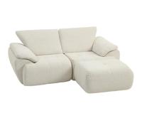 HOMCOM Canapé d'angle modulable 187 cm avec pouf mobile, blanc crème | Canapé nuage 2 places en chenille, assise large et profonde, coussin épais, canapé d'angle, pour salon, chambre