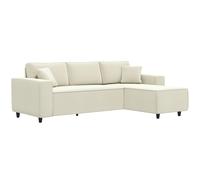 HOMCOM Canapé d'angle réversible 3 places moderne avec coussins inclus, tissu velours côtelé, crème