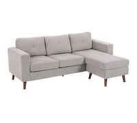 HOMCOM Canapé d'angle réversible en Velours côtelé, 192 cm, canapé 3 Places en Forme de L modulaire avec méridienne, Cadre en Acier, Design Moderne, pour Salon, Appartement, Petit Espace, Gris Clair