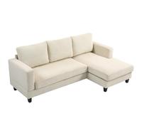 Canapé d'angle - HOMCOM - en velours côtelé - 3 places - méridienne et coussin à ressorts épais - largeur 214 cm - beige