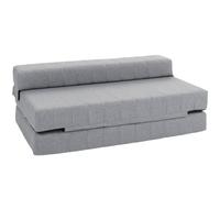 HOMCOM Canapé de Sol 2-en-1 Pliable 2 Places 250 kg Gris | Canapé-lit de sol aspect lin, rembourré, pour salon/chambre.