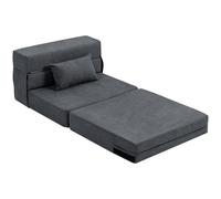HOMCOM Canapé de sol, canapé rembourré, convertible en matelas, mousse, coussin, Gris foncé