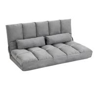 HOMCOM Canapé de Sol Pliable en Lit, Dossier Inclinable sur 7 Niveaux et Coussins, Canapé Moderne pour TV, Jeux, Lecture, Yoga, Bureau, 130x73x60 cm, Gris Clair