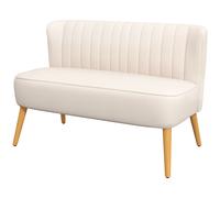 HOMCOM Canapé design rétro 2 places, pieds en bois, 117 cm x 56,5 cm x 77 cm, blanc crème