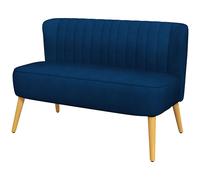 HOMCOM Canapé design rétro 2 places, pieds en bois, 117 cm x 56,5 cm x 77 cm, Bleu