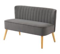 HOMCOM Canapé design rétro 2 places, pieds en bois, 117 cm x 56,5 cm x 77 cm, Gris foncé