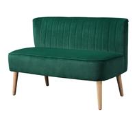 HOMCOM Canapé design rétro 2 places, pieds en bois, 117 cm x 56,5 cm x 77 cm, Vert foncé